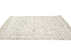 Muted Beige Antique Floral Traditional 6'6X9'5 Distressed Vintage Oriental Rug