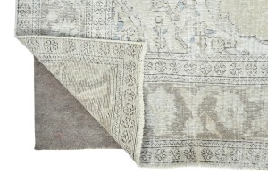 Muted Beige Antique Floral Traditional 7X9 Distressed Vintage Oriental Rug