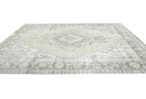 Muted Beige Antique Floral Traditional 7X9 Distressed Vintage Oriental Rug