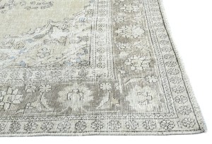 Muted Beige Antique Floral Traditional 7X9 Distressed Vintage Oriental Rug