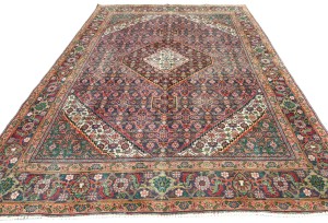 Semi Antique Floral Traditional 6'6X9'3 Distressed Vintage Oriental Rug