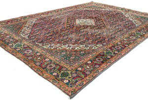 Semi Antique Floral Traditional 6'6X9'3 Distressed Vintage Oriental Rug