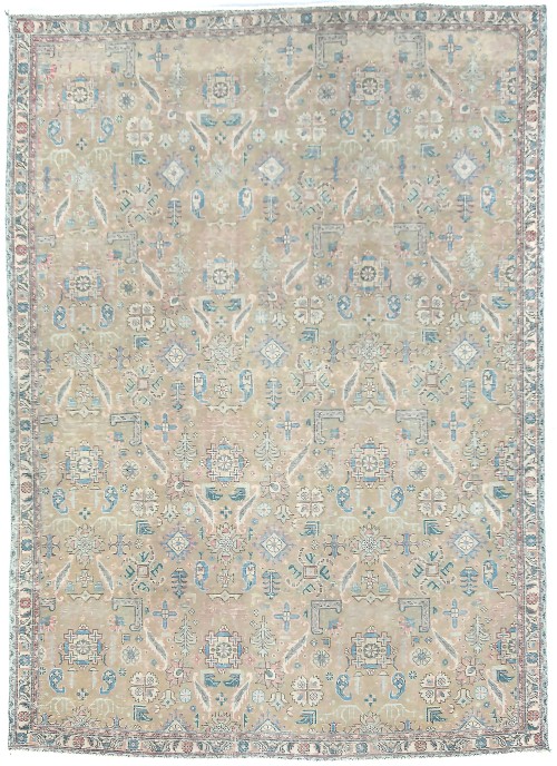 Semi Antique Floral Traditional 6'6X9'5 Distressed Vintage Oriental Rug