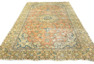 Semi Antique Floral Traditional 6X9 Distressed Vintage Oriental Rug