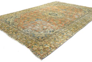 Semi Antique Floral Traditional 6X9 Distressed Vintage Oriental Rug