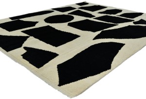 Cream & Black Tribal Modern 8X10 Moroccan Style Oriental Rug