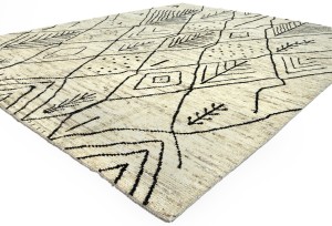 Cream Tribal Modern 9'5X12'0 Moroccan Style Oriental Rug
