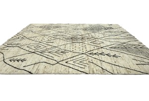 Cream Tribal Modern 9'5X12'0 Moroccan Style Oriental Rug