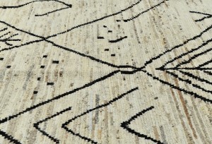 Cream Tribal Modern 9'5X12'0 Moroccan Style Oriental Rug