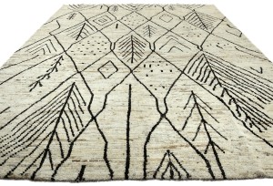 Cream Tribal Modern 9'5X12'0 Moroccan Style Oriental Rug