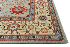 Gray Geometric Tribal 9X12 Kazak Heriz Serapi Oriental Rug