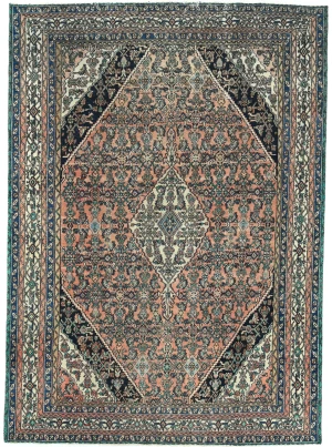 Semi Antique Peach Orange Tribal 8X11 Vintage Oriental Rug