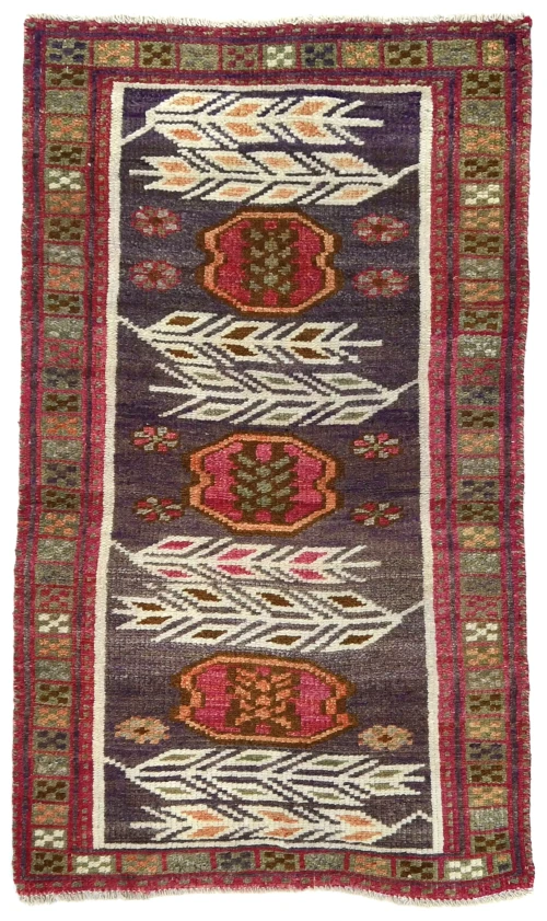 Vintage Plum Tribal 3X5 Oriental Rug