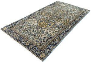 Semi Antique Cream Floral 3X6 Distressed Vintage Oriental Rug