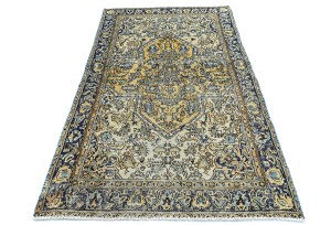 Semi Antique Cream Floral 3X6 Distressed Vintage Oriental Rug