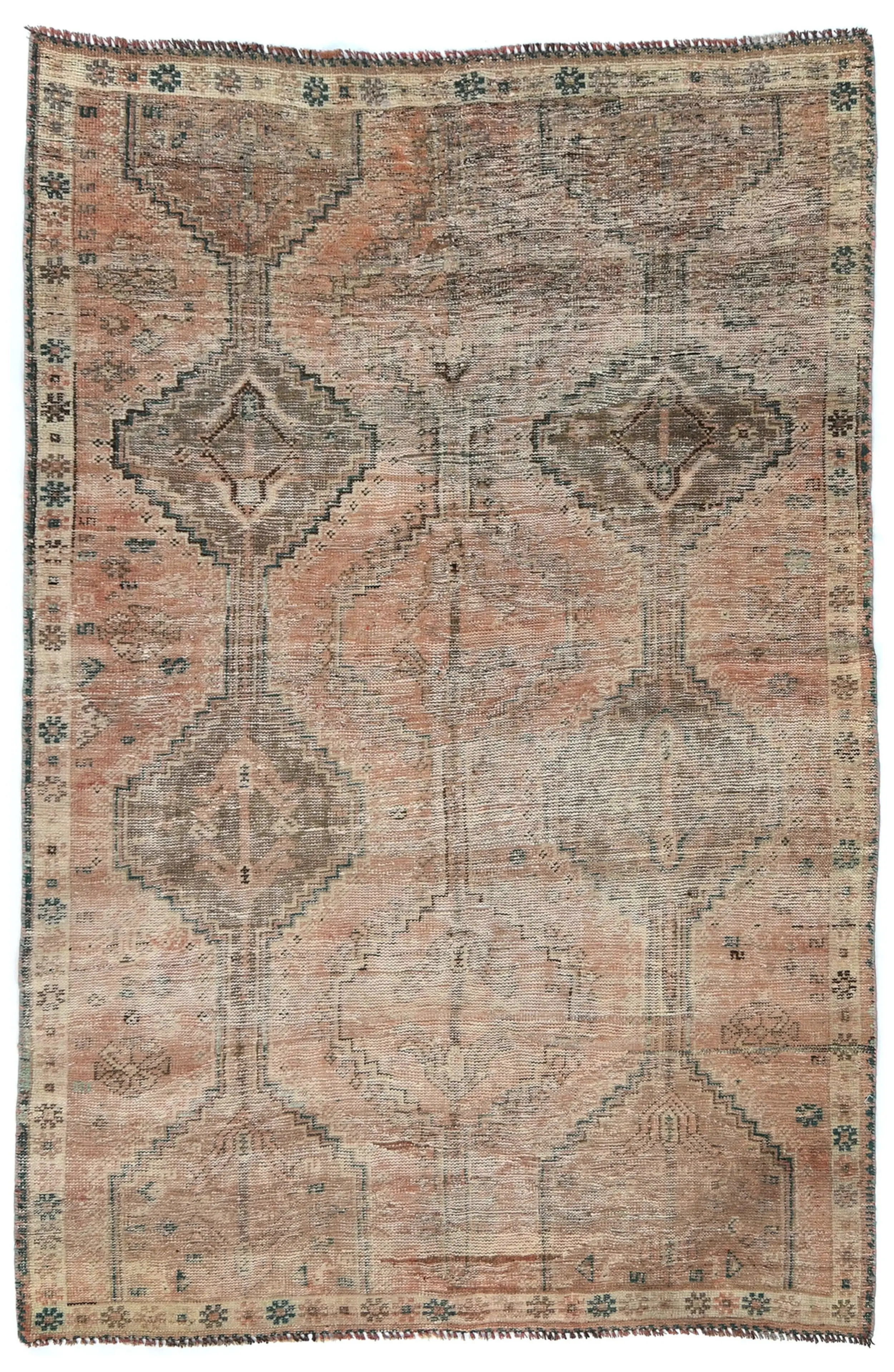 Semi Antique Rust Tribal 5X7 Distressed Vintage Oriental Rug