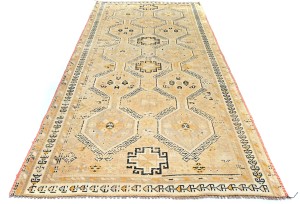 Semi Antique Peach Beige Tribal 4X9 Distressed Vintage Oriental Rug