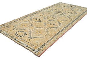 Semi Antique Peach Beige Tribal 4X9 Distressed Vintage Oriental Rug