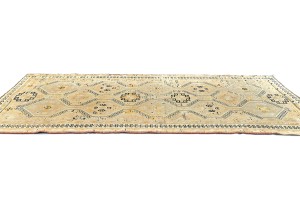 Semi Antique Peach Beige Tribal 4X9 Distressed Vintage Oriental Rug