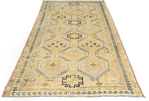 Semi Antique Peach Beige Tribal 4X9 Distressed Vintage Oriental Rug