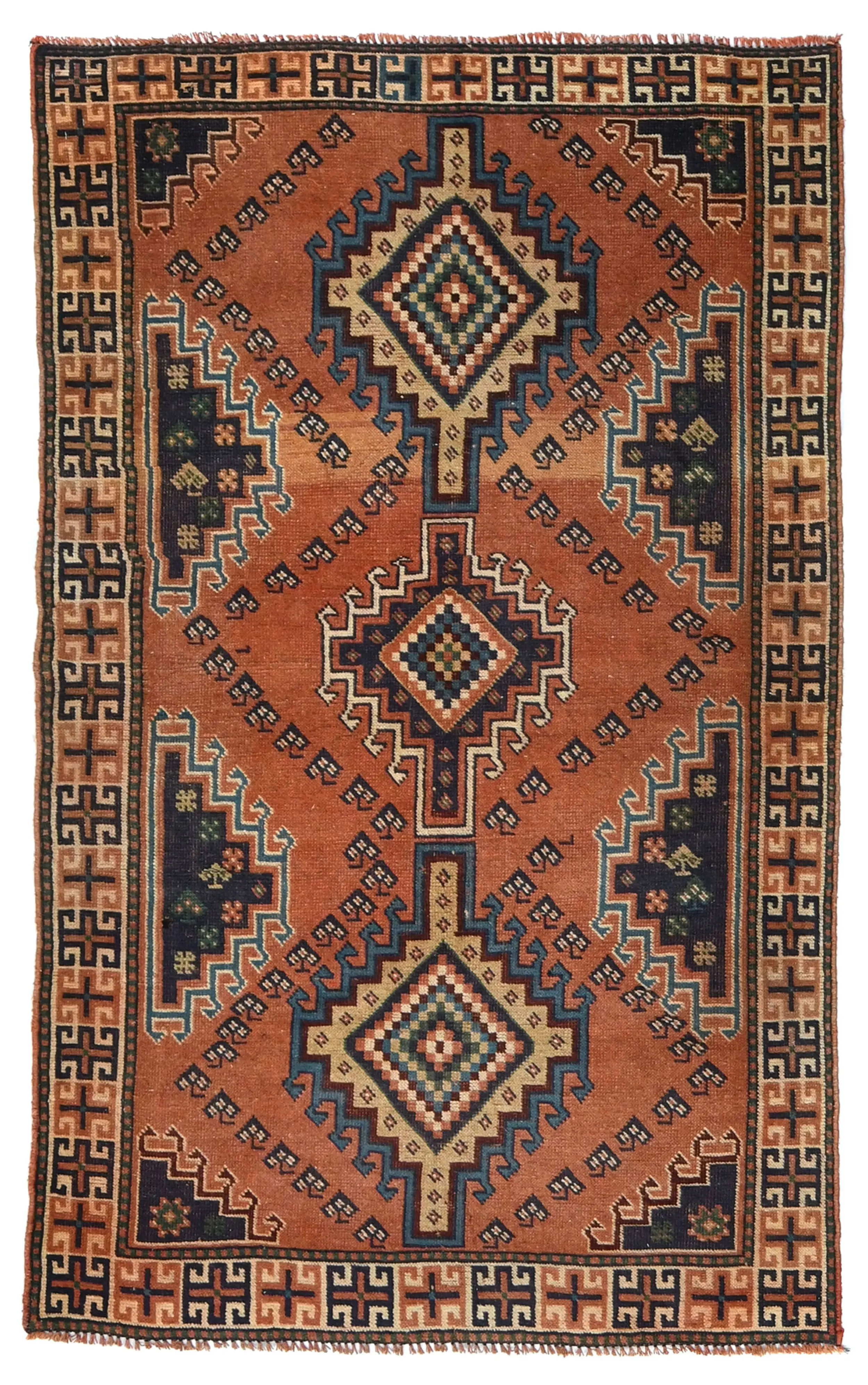 Semi Antique Tribal Rust 4X6 Distressed Vintage Oriental Rug