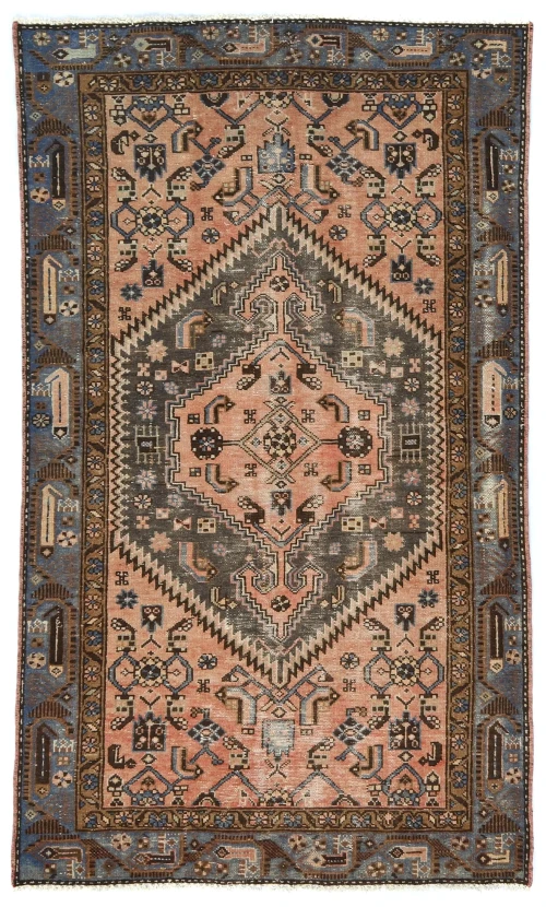 Semi Antique Tribal Geometric 4X7 Distressed Vintage Oriental Rug