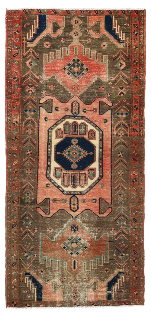 Semi Antique Tribal Brown 4X8 Distressed Vintage Oriental Rug