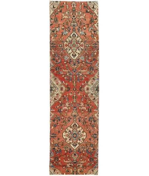 Semi Antique Muted Red Tribal 2'4X8'3 Vintage Oriental Runner Rug