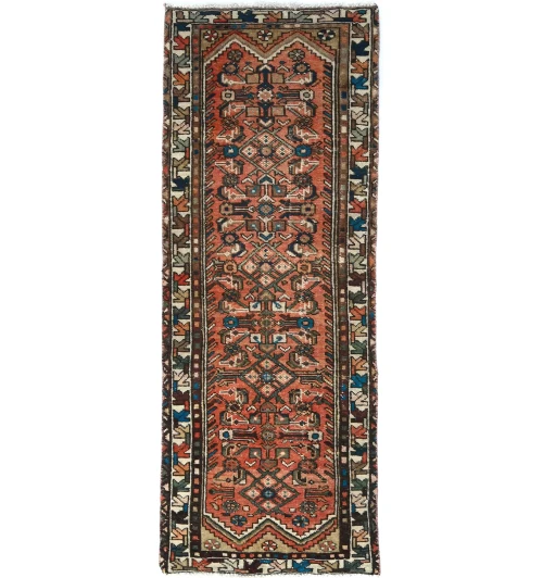 Semi Antique Orange-red Floral Tribal 2'4X6'6 Vintage Oriental Runner Rug