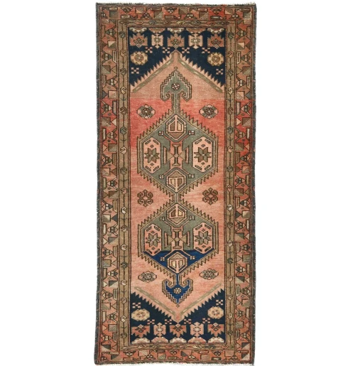 Semi Antique Peach Tribal 3X7 Distressed Vintage Oriental Runner Rug