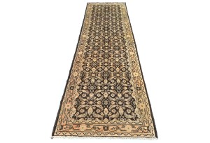 Semi Antique Dark Brown Tribal 3X11 Distressed Vintage Oriental Runner Rug