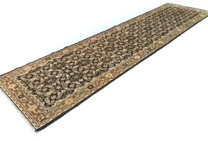 Semi Antique Dark Brown Tribal 3X11 Distressed Vintage Oriental Runner Rug