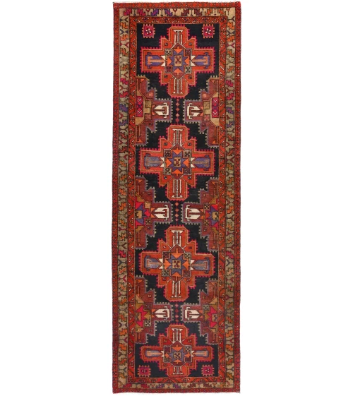 Semi Antique Geometric Tribal 3X10 Vintage Oriental Runner Rug