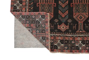 Semi Antique Charcoal Tribal 4X9 Vintage Oriental Runner Rug
