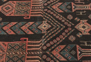 Semi Antique Charcoal Tribal 4X9 Vintage Oriental Runner Rug