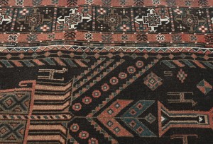 Semi Antique Charcoal Tribal 4X9 Vintage Oriental Runner Rug