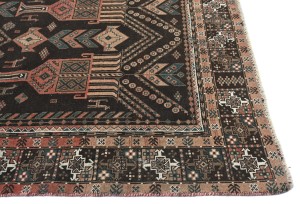 Semi Antique Charcoal Tribal 4X9 Vintage Oriental Runner Rug