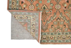 Semi Antique Floral Traditional 3'4X12'7 Vintage Oriental Runner Rug
