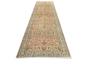 Semi Antique Floral Traditional 3'4X12'7 Vintage Oriental Runner Rug