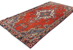 Vintage Red Floral Tribal 3'8X7'5 Oriental Rug