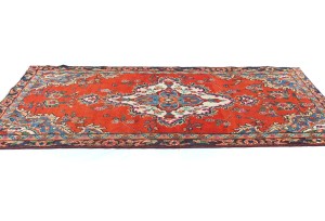 Vintage Red Floral Tribal 3'8X7'5 Oriental Rug