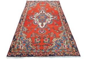 Vintage Red Floral Tribal 3'8X7'5 Oriental Rug