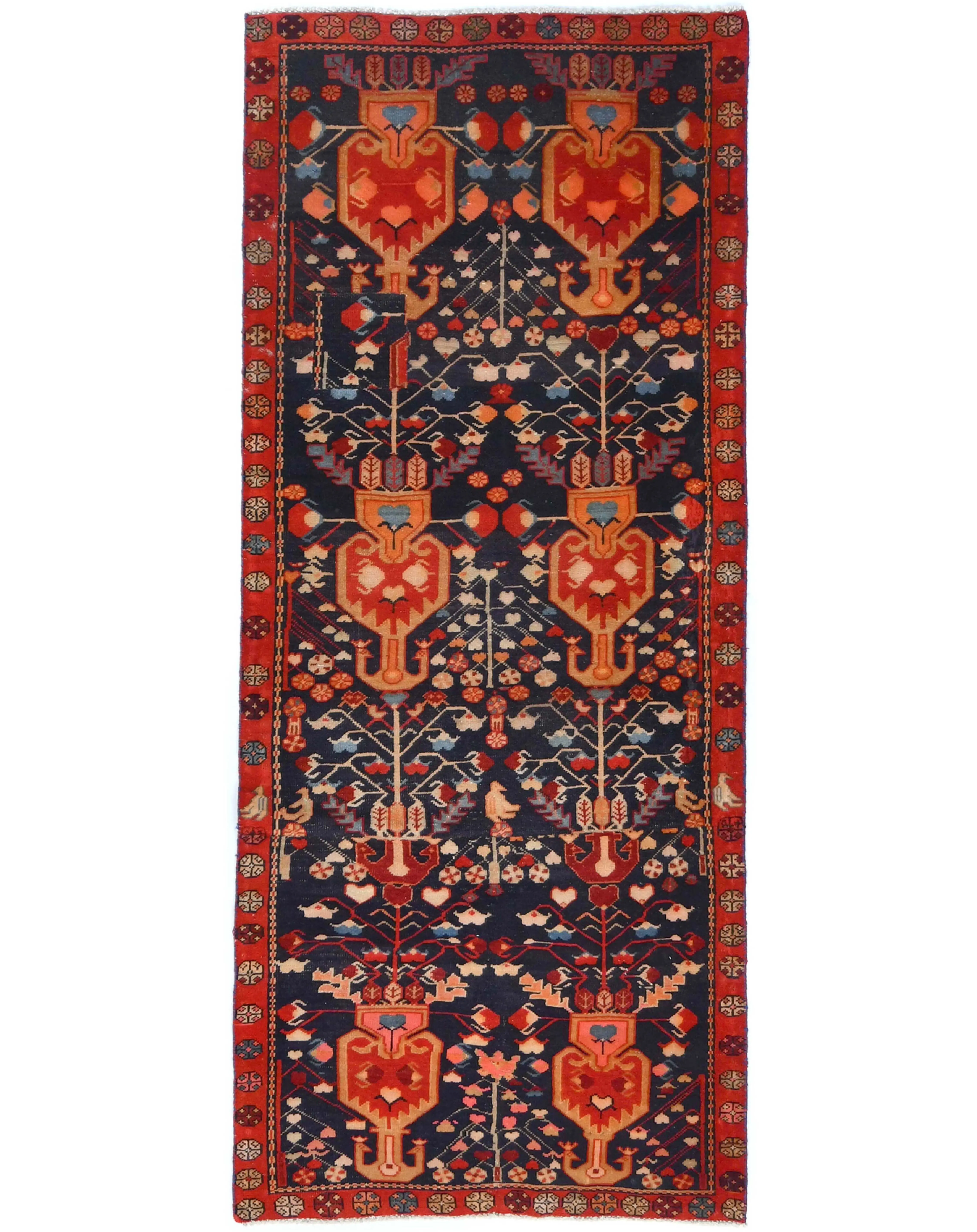 Semi Antique Plum Tribal 3'3X7'7 Vintage Oriental Runner Rug