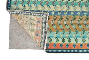 Semi Antique Multicolored Tribal 3'8X9'7 Vintage Oriental Runner Rug