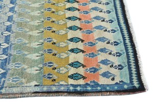 Semi Antique Multicolored Tribal 3'8X9'7 Vintage Oriental Runner Rug