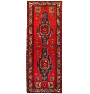 Red Floral Tribal 4X10 Oriental Runner Rug