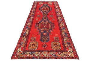 Red Floral Tribal 4X10 Oriental Runner Rug
