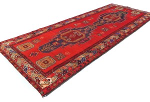 Red Floral Tribal 4X10 Oriental Runner Rug