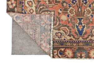 Semi Antique Peach Floral Classic 4X9 Vintage Runner Oriental Rug