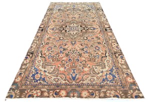 Semi Antique Peach Floral Classic 4X9 Vintage Runner Oriental Rug